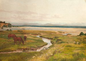 Pobřežní scéna s koňmi od George Frederick Waldo Johnson