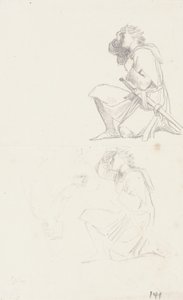 Studie klečícího rytíře (grafit) od George Frederick Watts