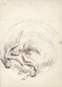 Studie kruhové stropní dekorace (pero a hnědá tuš, grafit) od George Frederick Watts