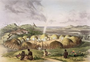Zulu Kraal u Umlazi, Natal, deska 27 z knihy  od George French Angas