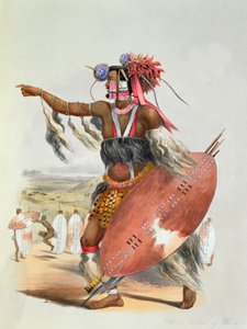 Zuluský válečník, Utimuni, synovec Chaka, zesnulého krále Zuluů, 1849