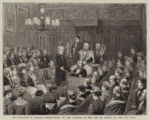 Pan Gladstone v Irsku, Prezentace svobody města Dublinu na radnici od George Goodwin Kilburne