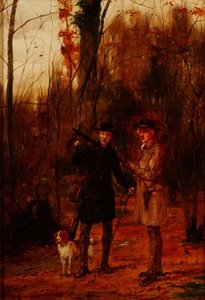 Dva muži střílející na sluku lesního od George Goodwin Kilburne