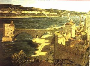 Pohled na Avignon (olej na plátně)