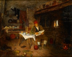 Rustikální domov: Čtení zpráv, 1855 od George Hardy