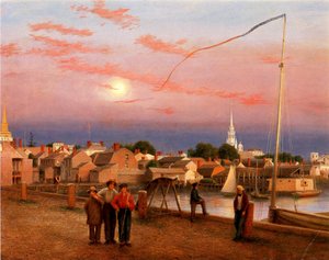 Newport, End of the Day, 1851 (olej na papíře na plátně) od George Harvey