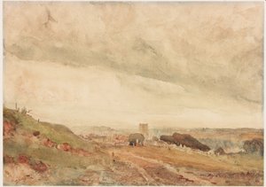 Richmond, Yorkshire (tužka a akvarel na papíře (nalepeno na kartě))