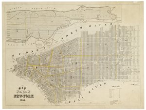 Mapa města New-York, 1854 (rytina, tuš na papíře.)