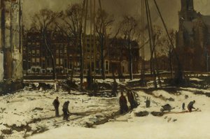 Průjezd ulicí Raadhuisstraat v zimě od George Hendrik Breitner