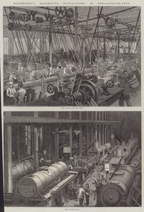 Stephensonova lokomotivní manufaktura v Newcastle-on-Tyne od George Henry Andrews