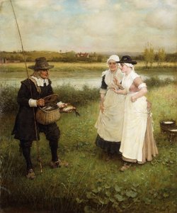 Isaac Walton a dojičky, 1888 od George Henry Boughton