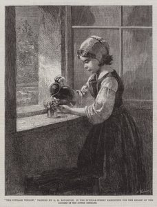 The Cottage Window, výstava na Suffolk Street pro úlevu v nouzi v Cotton Districts od George Henry Boughton