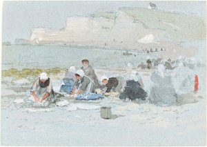 Umývačky na pláži v Etretatu od George Henry Boughton