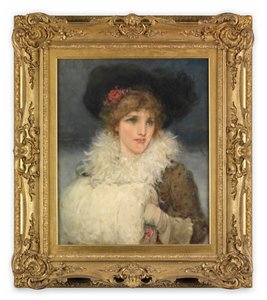 Žena, poloviční délka (olej na plátně) od George Henry Boughton