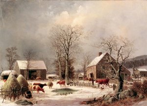 Hospodářský dvůr v zimě od George Henry Durrie