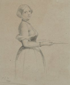 Portrét mladé ženy, 1856 (grafit na hnědém tkaném papíru)
