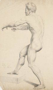 Bez názvu - Mužský akt zkopírovaný z litografie, 1842 (grafit na lesklém papíru)