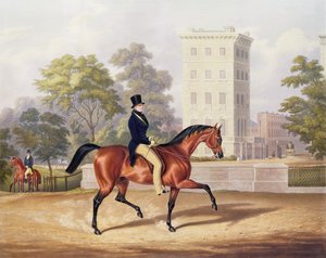 Markýz z Anglesea na koni v Hyde Parku ve svých 80 letech, vyryl J. Harris, 1847 (barevná rytina)