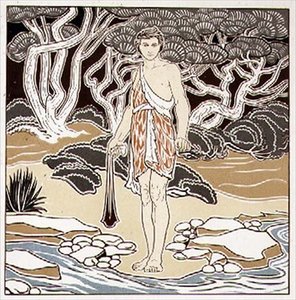 David, karikatura pro sgrafitovou výzdobu, ze svazku XIII časopisu `The Studio`, hospoda. 1898