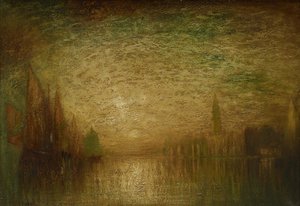 Benátský západ slunce, cca 1900-19 (olej na plátně) od George Hirst Bogert
