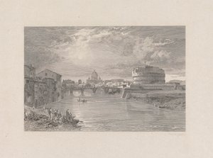 Řím; Most a hrad svatého Angela na řece Tyber od George Hollis