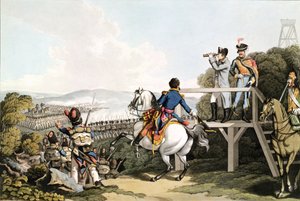 Bonaparte (1769-1821) Těsně před svým letem, Pohled na útok jeho císařské gardy, Waterloo, 18. června 1815, vyryl Matthew Dubourg (fl. 1813-20) od George Hum