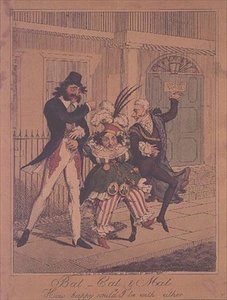 Bat, Cat and Mat, aneb How Happy Could I Be with Both - satirická rytina hospoda. od G.Humphreyho od George Humphrey