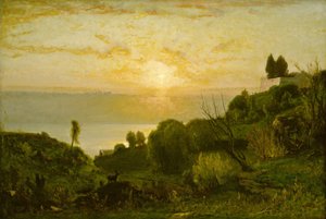 Jezero Albano, západ slunce od George Inness