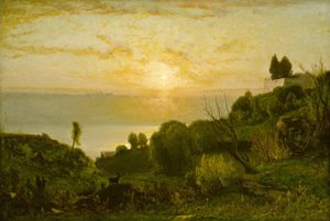 Jezero Albano, Západ slunce, c. 1874. od George Inness