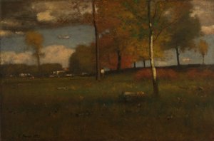 Poblíž vesnice, říjen od George Inness