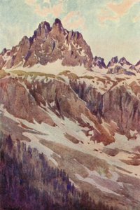 Aiguilles Rouges, květnový večer (barevné lito) od George Jackson Flemwell