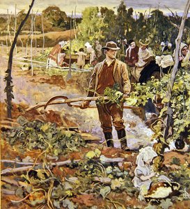 The Gleaners (tužka a akvarel na papíře) od George John Pinwell