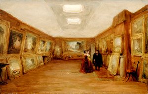 Interiér Turnerovy galerie: Umělec ukazuje svá díla, po roce 1851