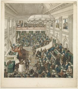 První národní shromáždění v Haagu, 1796 Přesné zobrazení Národního shromáždění v Haagu (název na objektu) od George Kockers