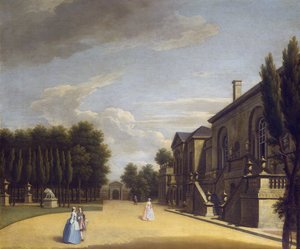 Pohled na Chiswick Villa zezadu k bráně Inigo Jones od George Lambert