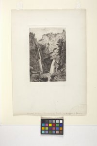 Vodopády Tivoli (inkoust)