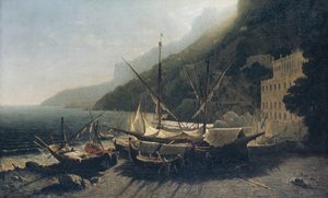 Pohled na Amalfi, záliv Salerno, 1857.