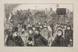 Živý proud na London Bridge - Na mostě od George Louis Palmella Busson Du Maurier
