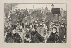Živý proud na London Bridge - Na mostě, 1863. od George Louis Palmella Busson Du Maurier