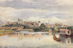 Windsor od řeky (barevná litografie)