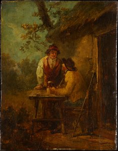 Rolníci před chatrčí od George Morland