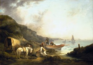 Pašerácký provoz na pobřeží. Olej na plátně, počátek 19. století, autor George Morland (1763-1804). od George Morland