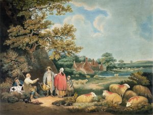 The Shepherds, ryl William Ward (1766-1826), hospoda. od H. Morlanda, 1806 (mezzotintová rytina)
