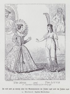 Příliš mnoho a příliš málo, letní oblečení pro roky 1556 a 1796 (litho) od George Moutard (after) Woodward