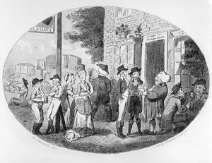 Mimo Old Hats Tavern, vyryto Isaacem Cruikshankem, 1796