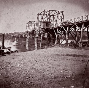 Most přes řeku Tennessee v Chattanooga, ca. 1864.