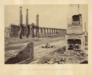 Ruiny železničního depa, Charleston, Jižní Karolína od George N. Barnard