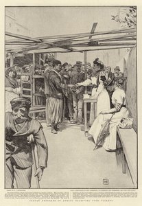 Krétští uprchlíci v Aténách dostávají lístky na jídlo od George Percy Jacomb Hood