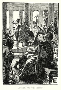 Odyssey: Odysseus a nápadníci (rytina) od George Percy Jacomb Hood