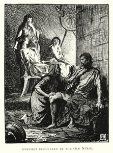 Odyssey: Odysseus objevený starou sestrou (rytina) od George Percy Jacomb Hood